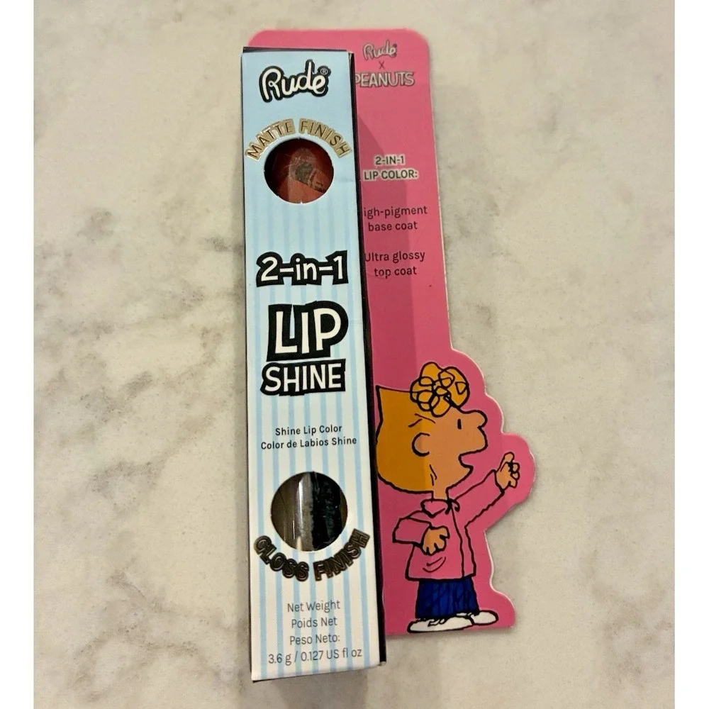 Rude Cosmetics x Peanuts Sally 2-in-1 Lip Shine Matte & Gloss NEW IN BOX